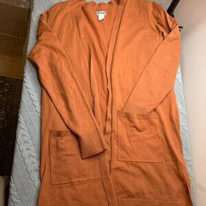 Duluth Trading Womens M Shiftless Duster Sweater Cardigan Open Long Mocha Boho